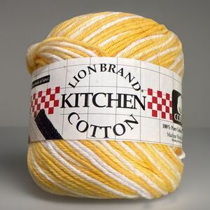 Lion Brand Yarn Kitchen Cotton - Cornmeal Yellow/White - 100% Cotton - 188 Yds